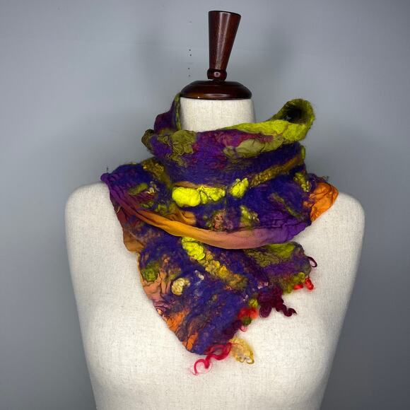 Fiber Artist Ruby Rice Women's Scarf Abstract Art To Wear Multicolored Artisan - Picture 7 of 9